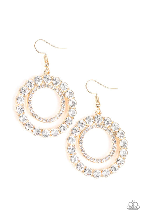 Spotlight Shout Out - Oversized Gold Encrusted Hoop Earrings E#2659