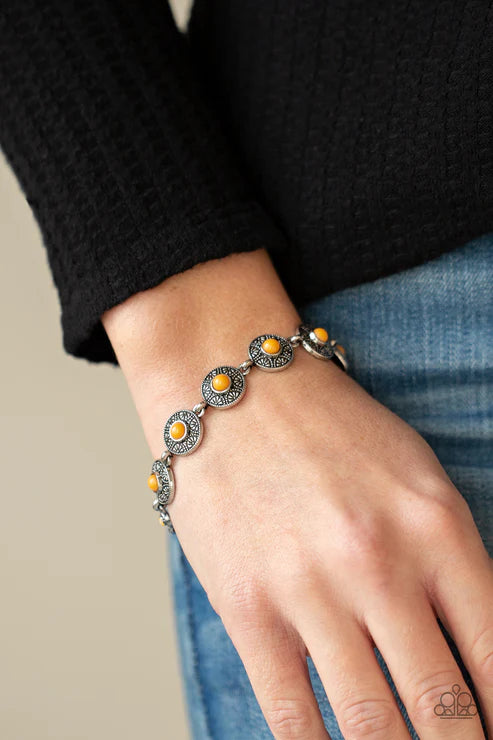 Springtime Special - Orange (Marigold ) Dotted Illuminated Embossed Floral Bracelet B#1989