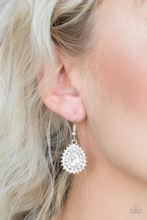 Star-Crossed Starlet - White Encrusted Earrings E#1292