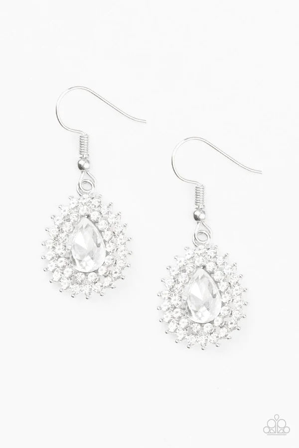 Star-Crossed Starlet - White Encrusted Earrings E#1292