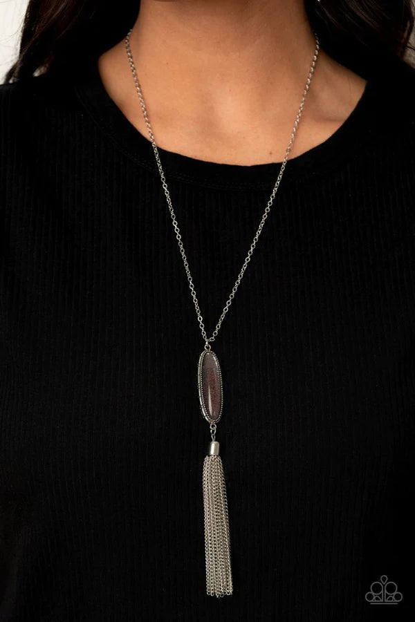 Stay Cool - Multi Glitter Shimmer Tassel Stream Beaded Pendant Necklace N#346