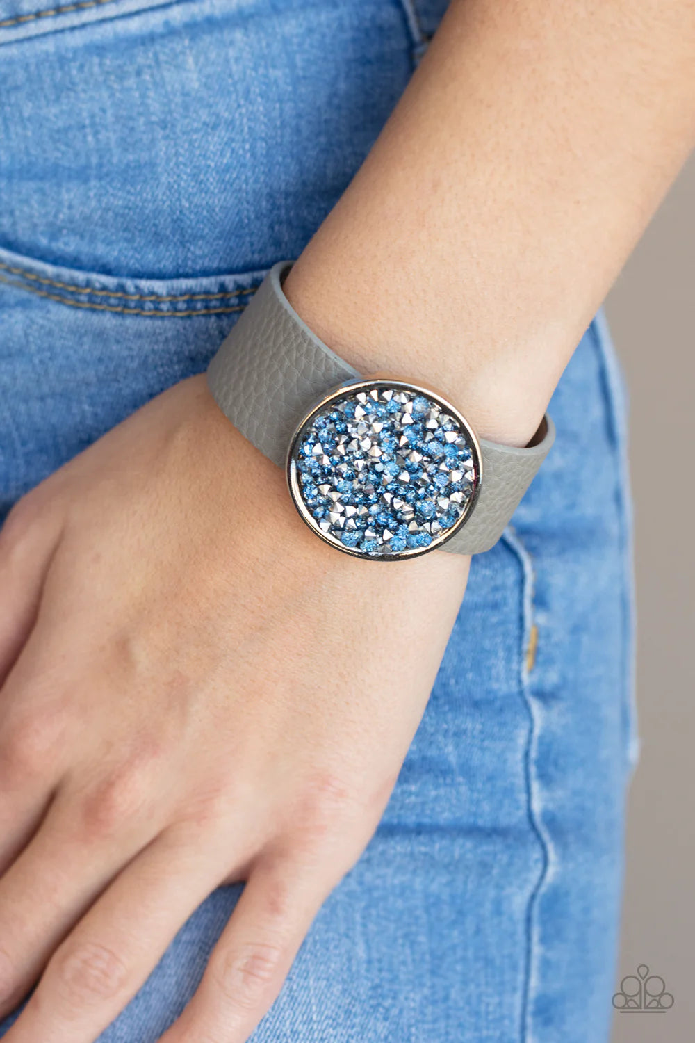 Stellar Escape - Blue/Hematite Scattered Glide Along Leather Bracelet B#308
