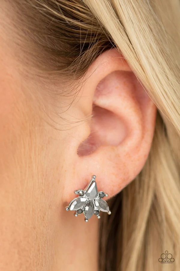 Stellar Sheen - Silver Hematite Marquise Cut Earrings E#1434