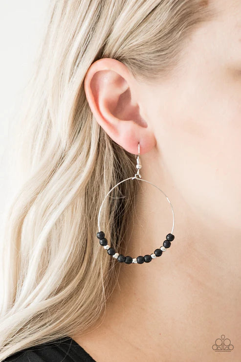 Stone Spa - Matte Black Stone Hoop Earrings E#2414