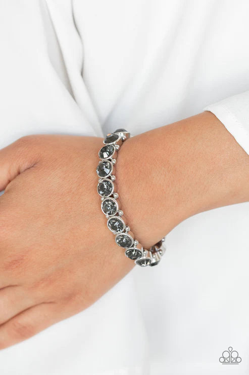 Sugar-Coated Sparkle - Silver Smoky Encrusted Bracelet B#2603