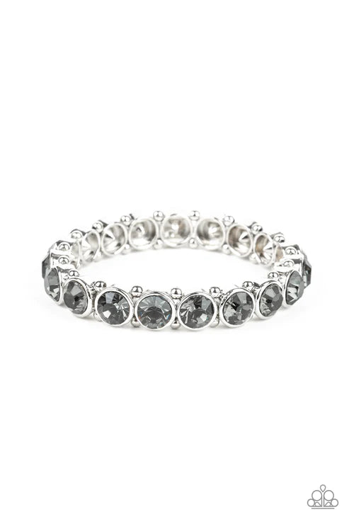 Sugar-Coated Sparkle - Silver Smoky Encrusted Bracelet B#2603