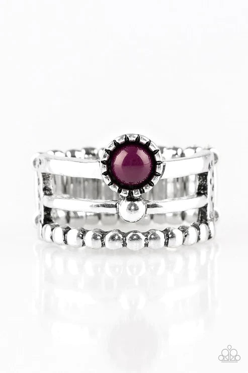 Summer Retreat - Purple Dotted Hammered Stacked Ring R#1632