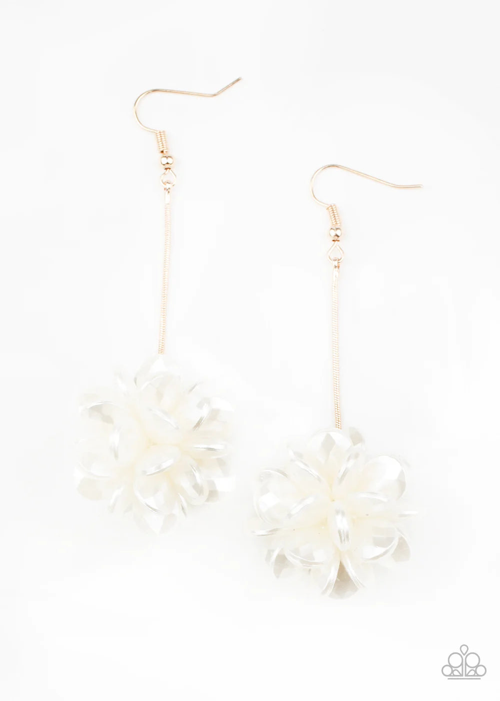 Swing Big - Oversized Gold/White Suspended Faceted Pearl Cluster Teardrop Earrings E#1449
