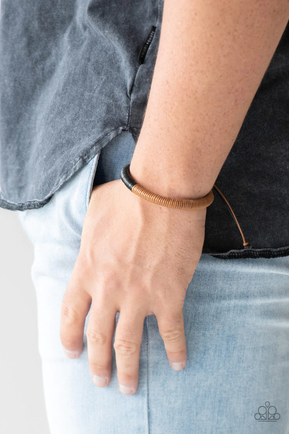 TRACKER and Field - Black Fade to Brown Cording Adjustable Sliding Knot Closure Urban Bracelet B#1126