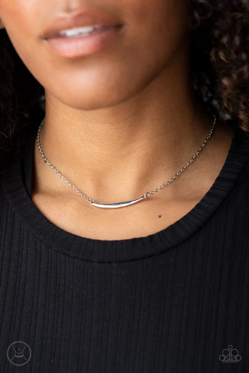 Taking It Easy - Silver Hammered Crescent Minimalist Necklace N#2574