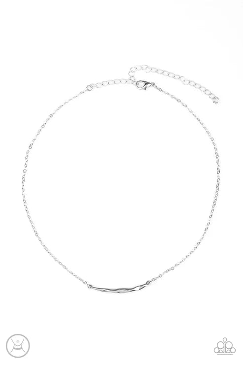 Taking It Easy - Silver Hammered Crescent Minimalist Necklace N#2574