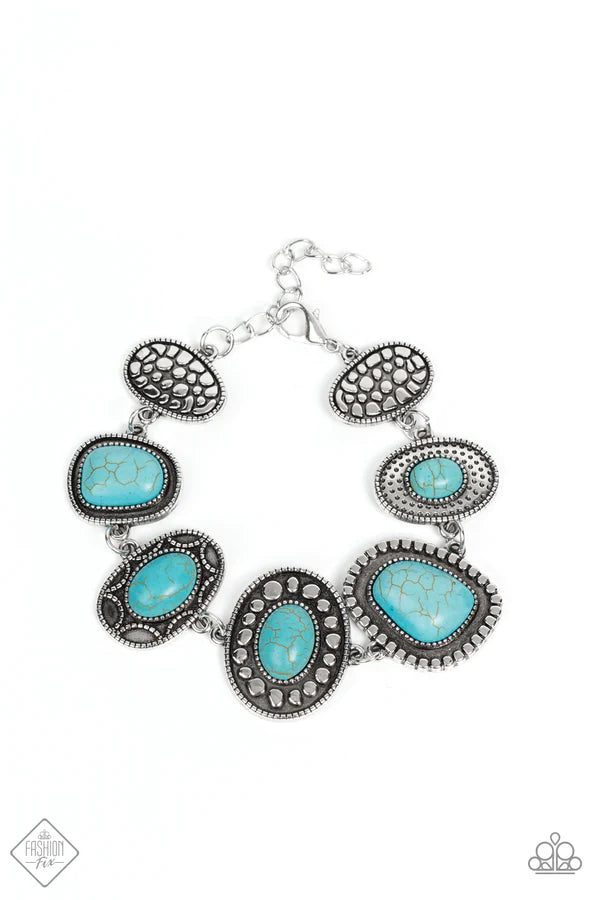 Taos Trendsetter - Blue Artisan Irregular Studded/Dotted Textured Stone Bracelet B#1249