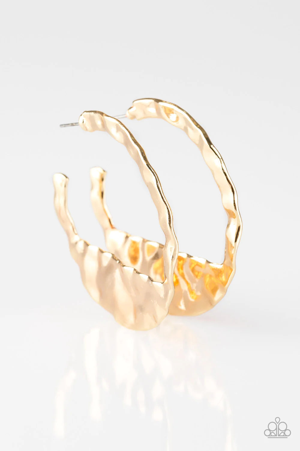 The BEAST Of Me - Gold Asymmetrical Hammered Hoop Earrings E#1433