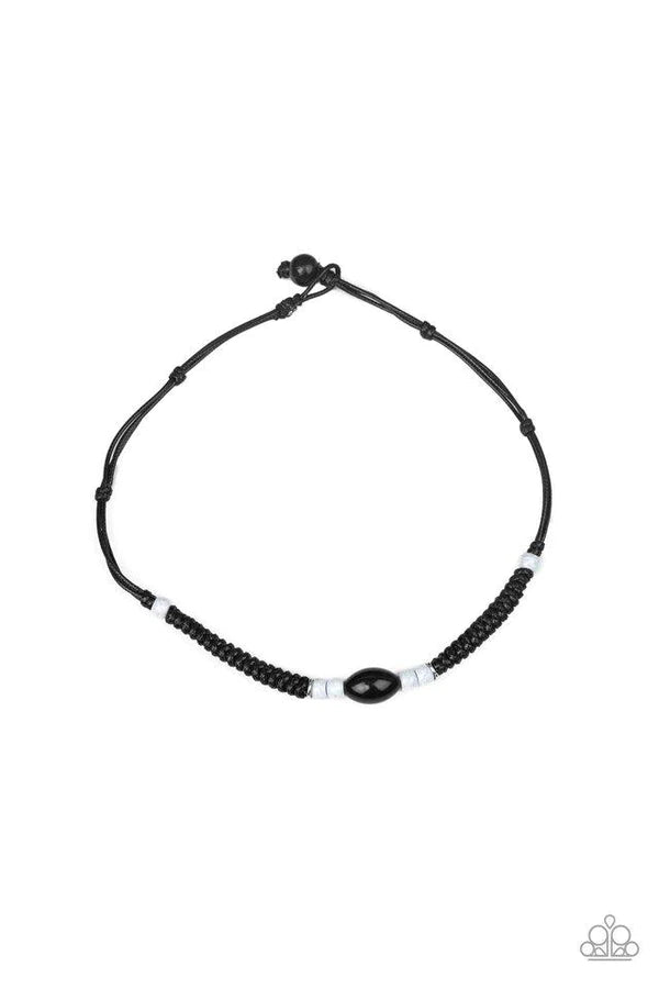The Forerunner - Black/White Knotted Braided Cord Button Loop Closure Urban Necklace N#1145