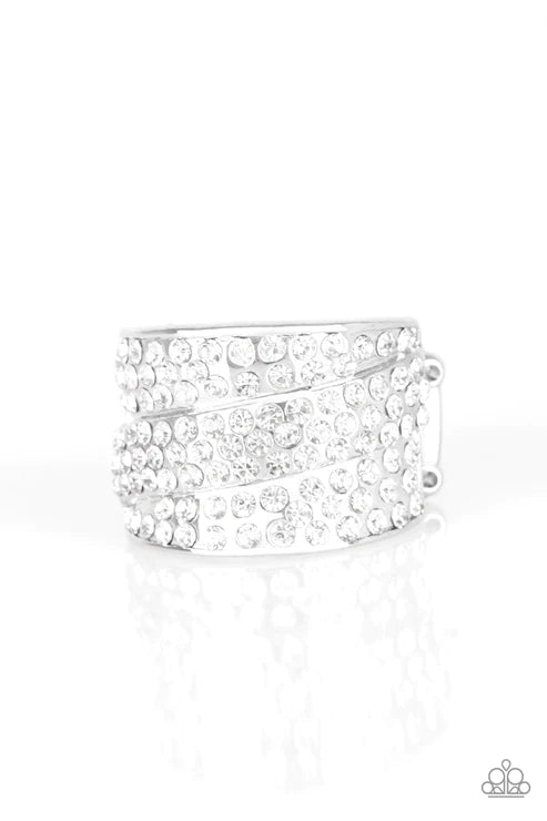 The Millionaires Club - White Stacked Incandescent Encrusted Ring R#2037