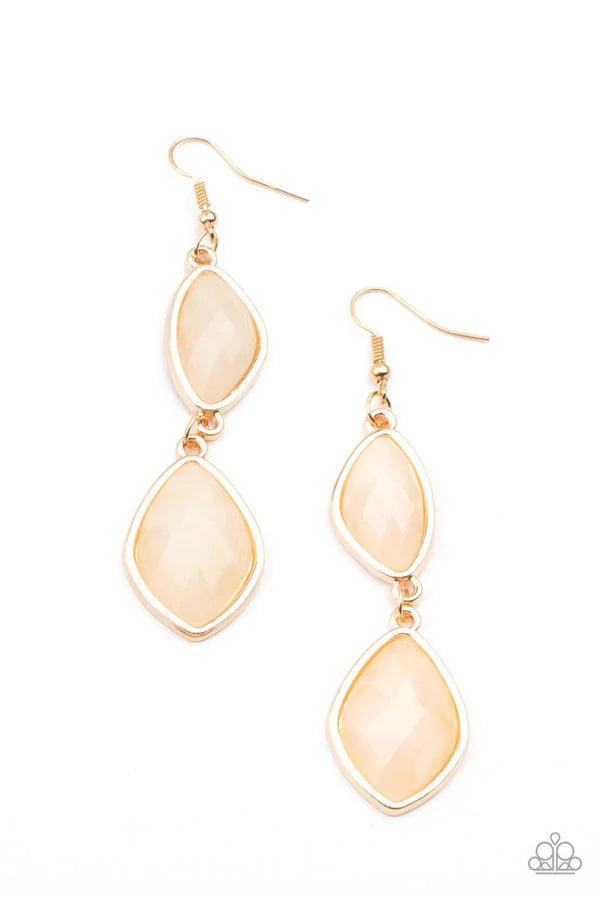 The Oracle Has Spoken - Oversized Gold Cloudy Faceted Stone Lure Earrings E#771