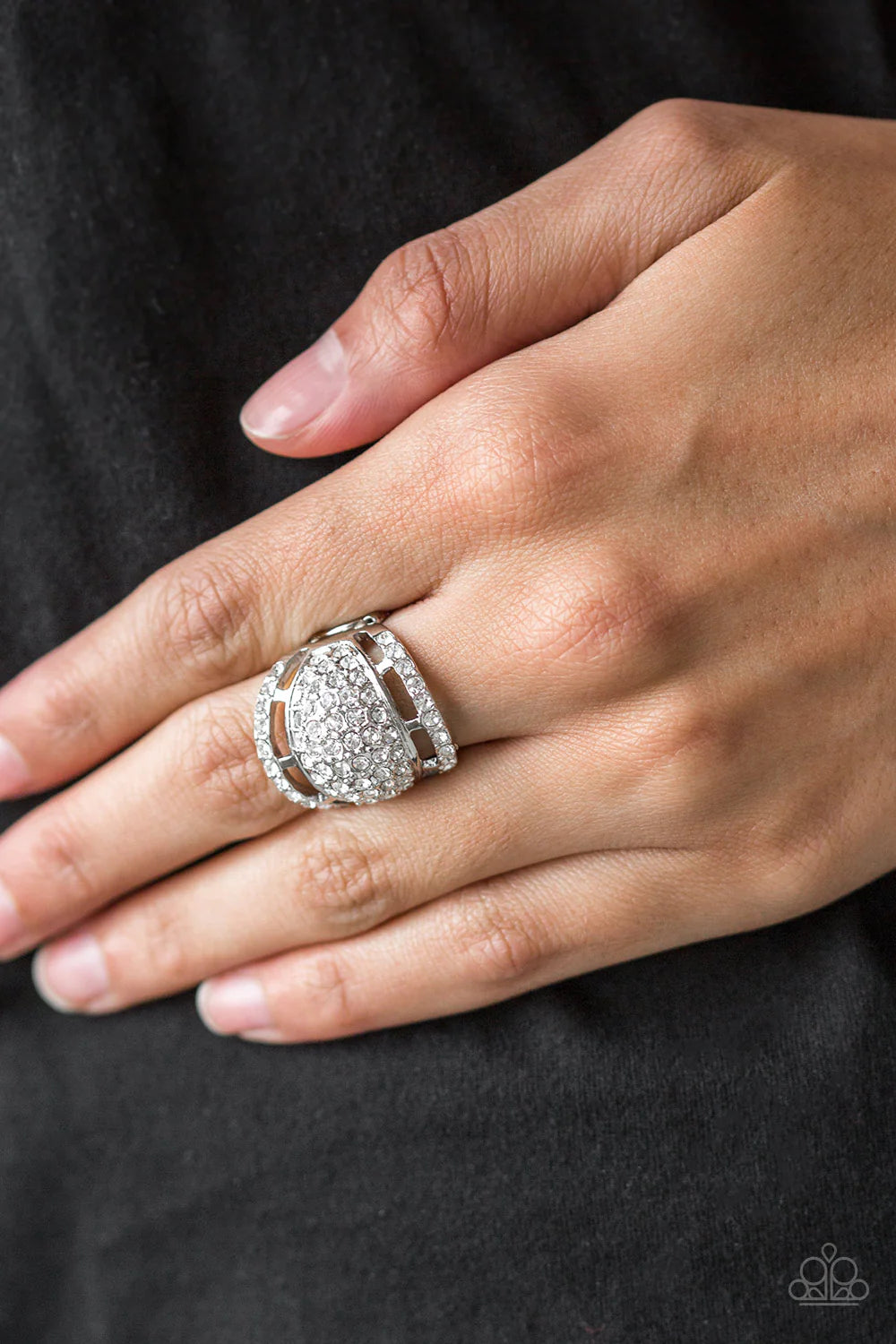 The Seven-FIGURE Itch - Oversized White Encrusted Flank Ring R#1186