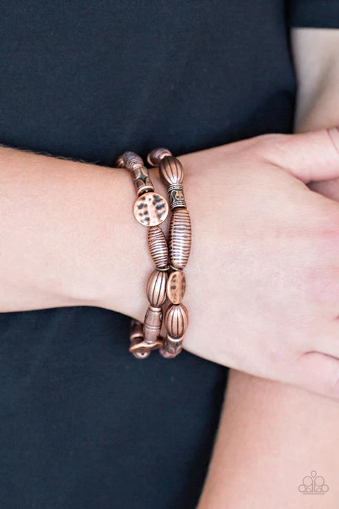 The Spice of WILDLIFE - Copper Etched Hammered Tribal Bracelet Stack B#2010