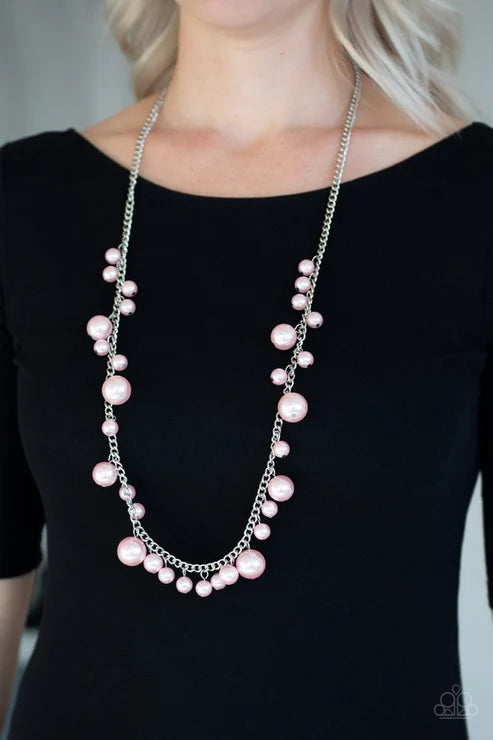 Theres Always Room At The Top - Bubbly Pink Pearl Trickle Necklace N#1888