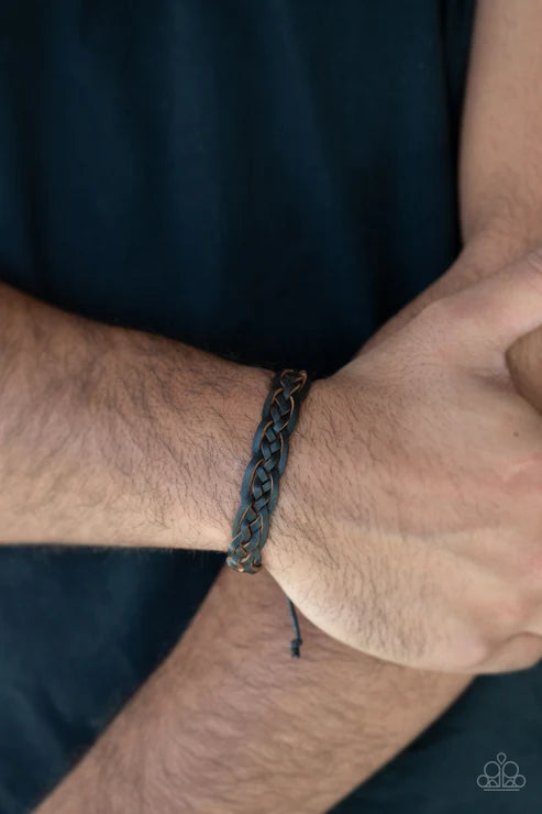 Time To Hit The RODEO - Black Rugged Weaved Lace Leather Adjustable Sliding Knot Closure Urban Bracelet B#1623