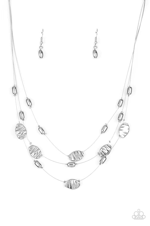 Top ZEN - Silver Mismatched Hammered Wire Necklace N#2588