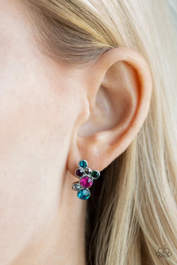 Treasure Treat - Multi Encrusted Cluster Earrings E#1559