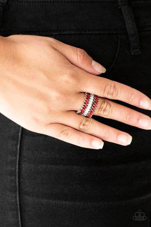 Treasury Fund - Red Encrusted Marquise Cut Flare Ring R#1855