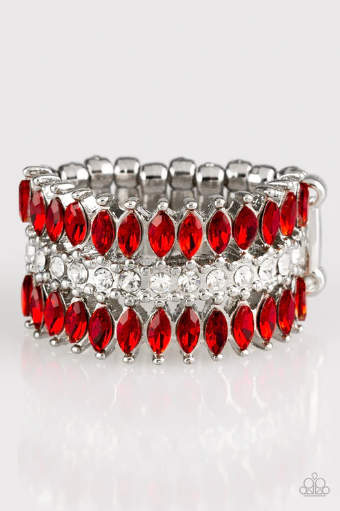 Treasury Fund - Red Encrusted Marquise Cut Flare Ring R#1855