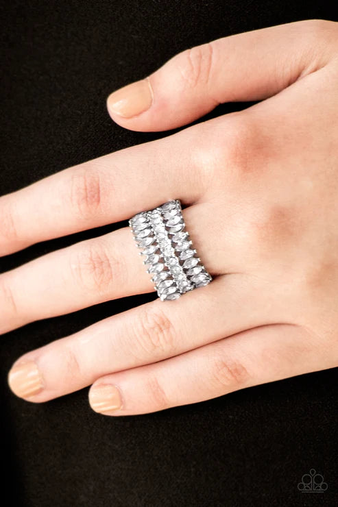 Treasury Fund - White Encrusted Marquise Cut Flare Ring R#1854