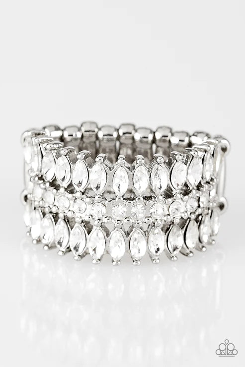 Treasury Fund - White Encrusted Marquise Cut Flare Ring R#1854