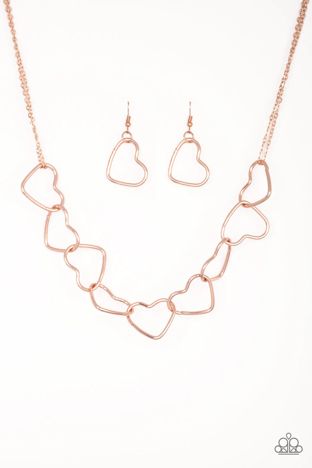 2-Piece Oversized Rose Gold 3D Heart Connected Tiffany Clasp Set SET#1469