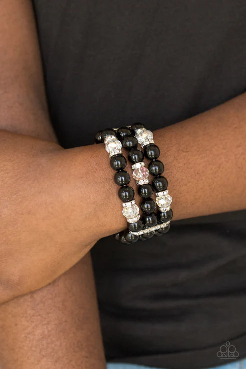 Undeniably Dapper - Black Pearl Encrusted Crystal Bracelet B#1561