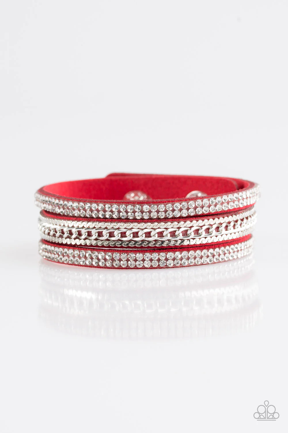 Unstoppable - Red Encrusted Mishmash Shimmer Suede Bracelet B#063