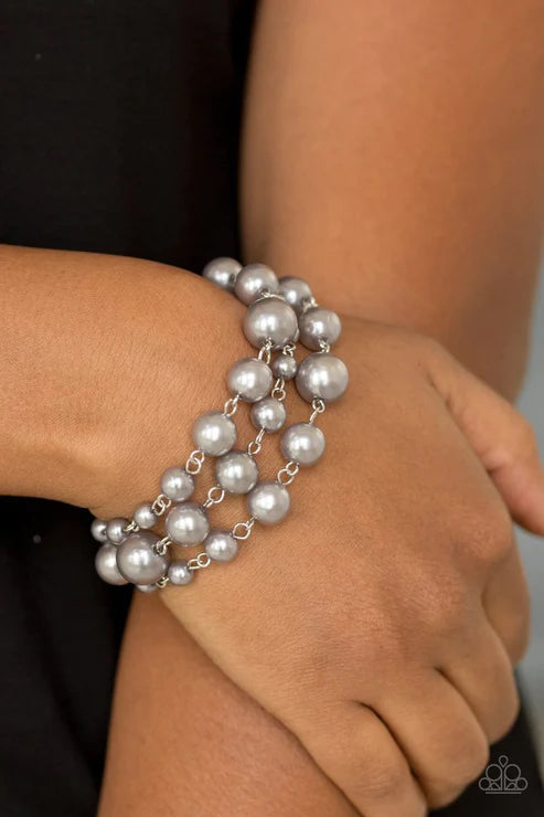 Until The End Of TIMELESS - Silver Bubbly Pearl Trio Strand Bracelet B#1923