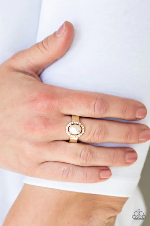 Upper Uptown - Gold Pearl Floating Illusion Encrusted Ring R#1969