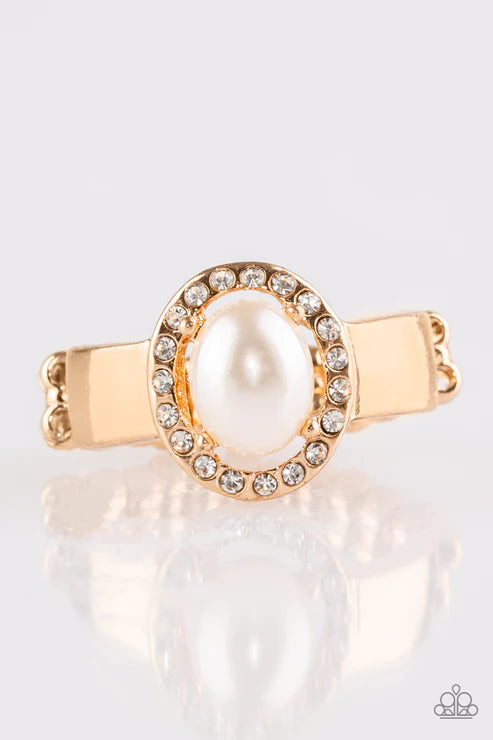 Upper Uptown - Gold Pearl Floating Illusion Encrusted Ring R#1969