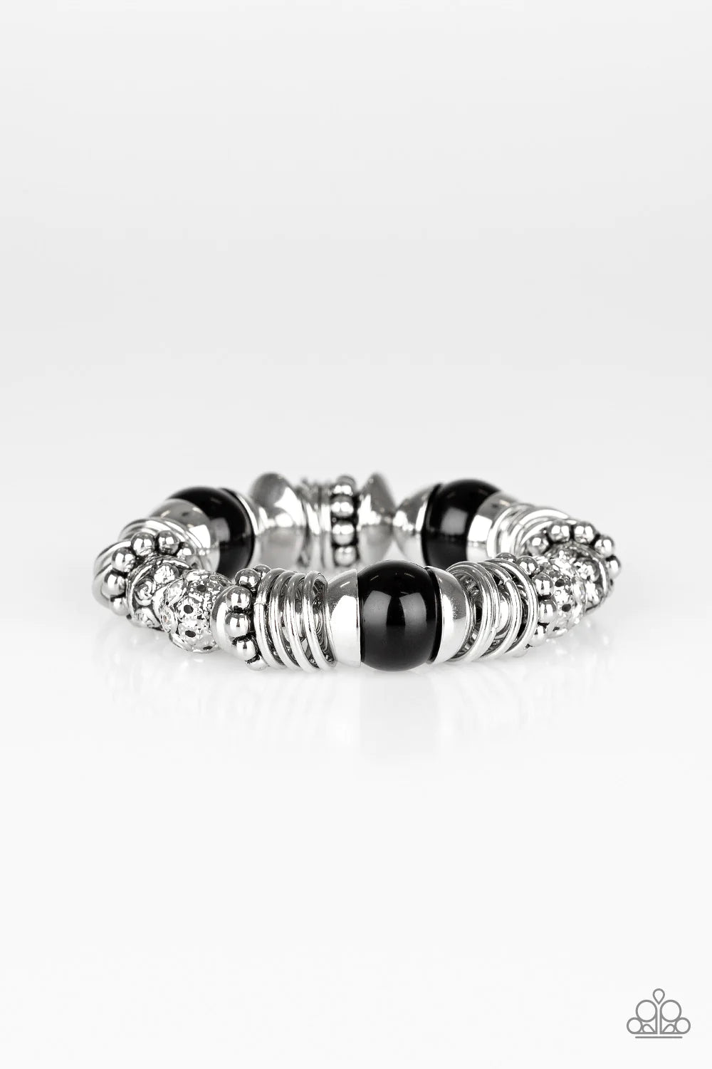 Uptown Tease - Oversized Black Pearl Mismatched Accent Encrusted Bracelet B#1021