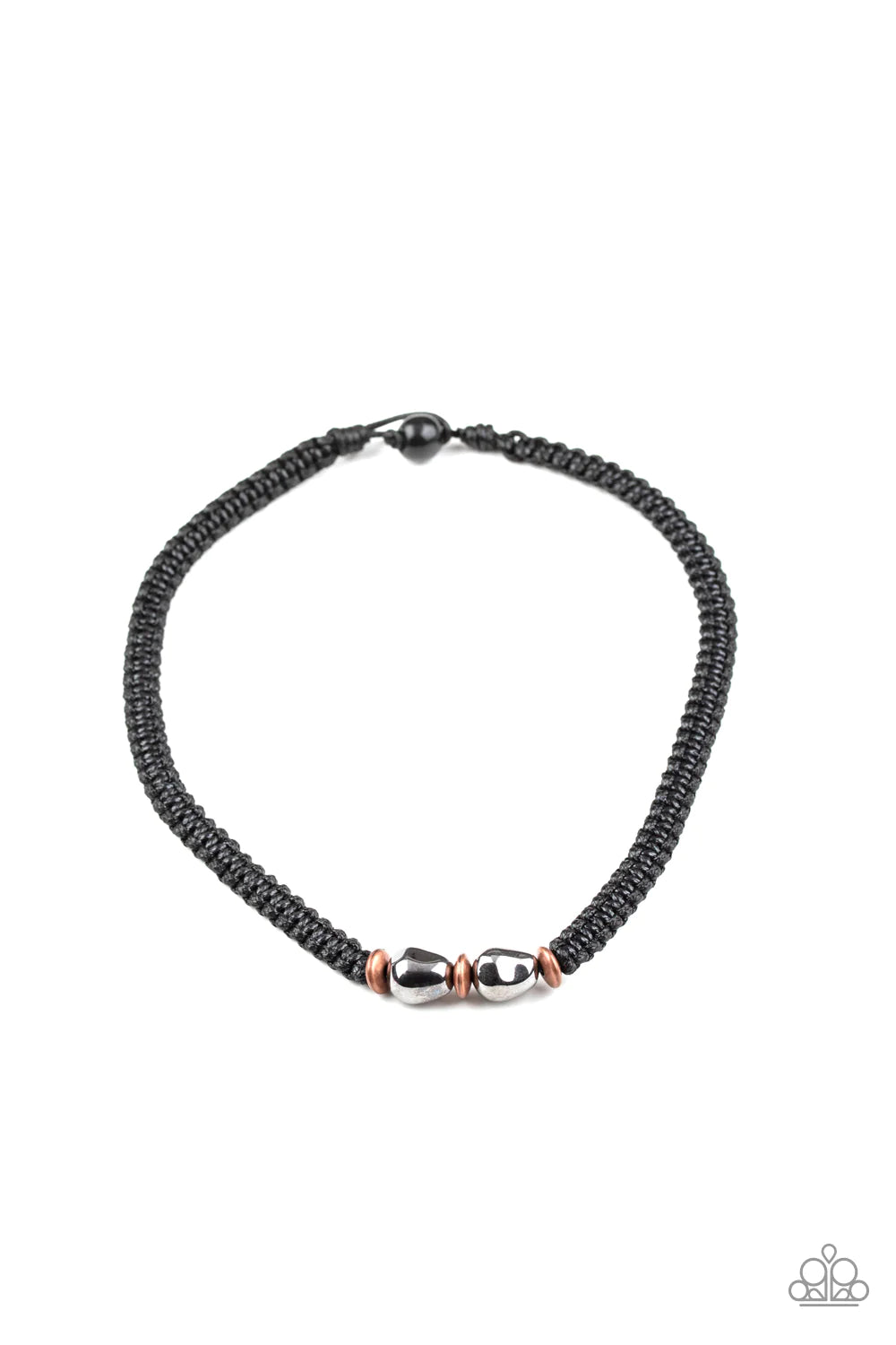 Urban Explorer - Copper/Gunmetal Knotted Braided Cord Accent Button Loop Closure Urban Necklace N#452