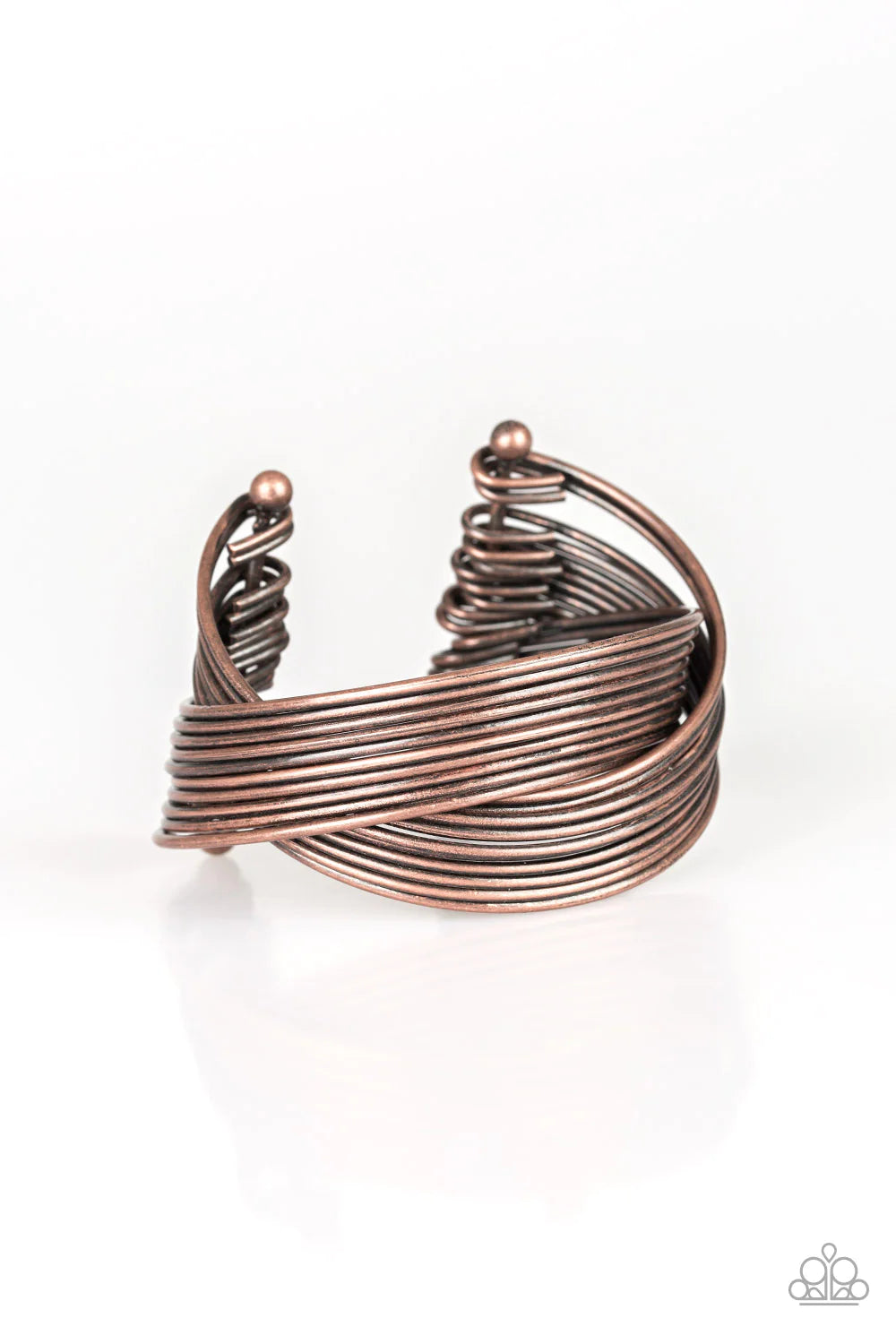 Urban Glam - Oversized Copper Duo Metallic Rods CrissCross Coalescing Bracelet B#1255
