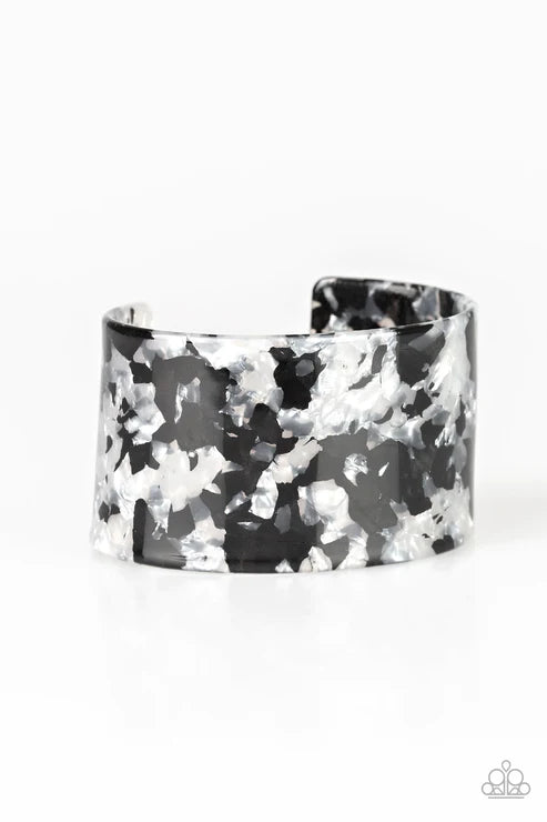 Vogue Revamp - Oversized White Marble Ombre Retro Cuff Bracelet B#1918