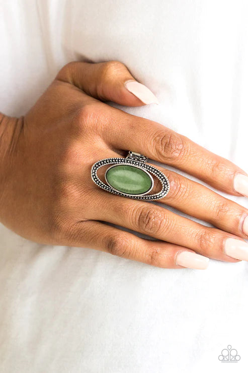 Western Royalty - Oversized Multi (Orange/Green) Dramatic Southwestern Airy Studded Encircle Stone Ring R#1758