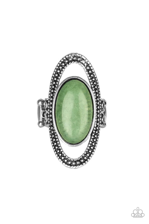 Western Royalty - Oversized Multi (Orange/Green) Dramatic Southwestern Airy Studded Encircle Stone Ring R#1758