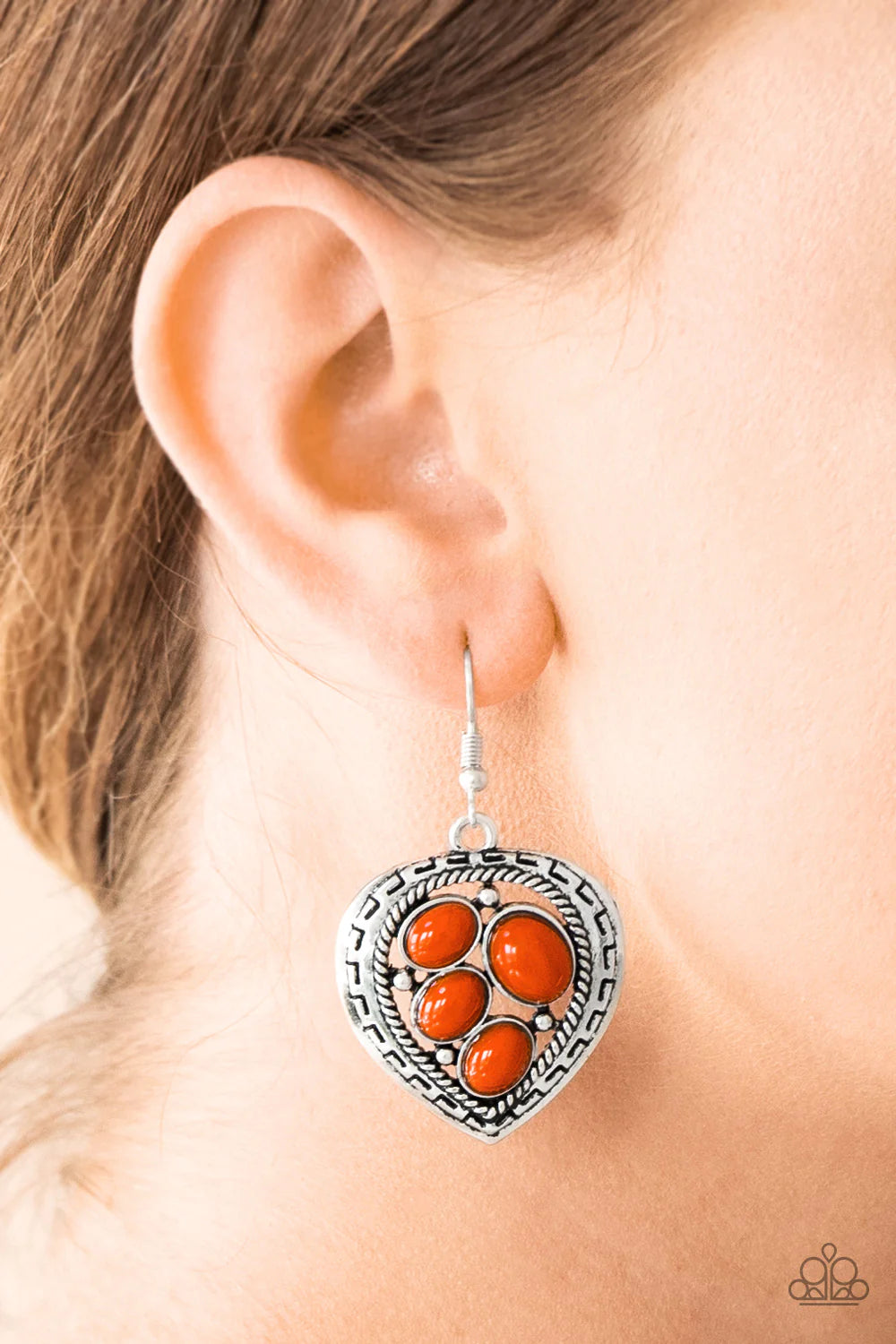 Wild Heart Wonder - Oversized Orange Asymmetrical 3D Heart Earrings E#1406
