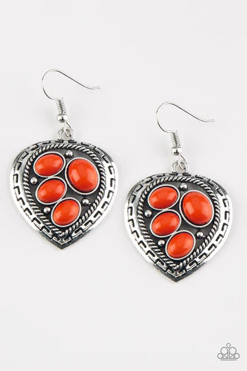 Wild Heart Wonder - Oversized Orange Asymmetrical 3D Heart Earrings E#1406