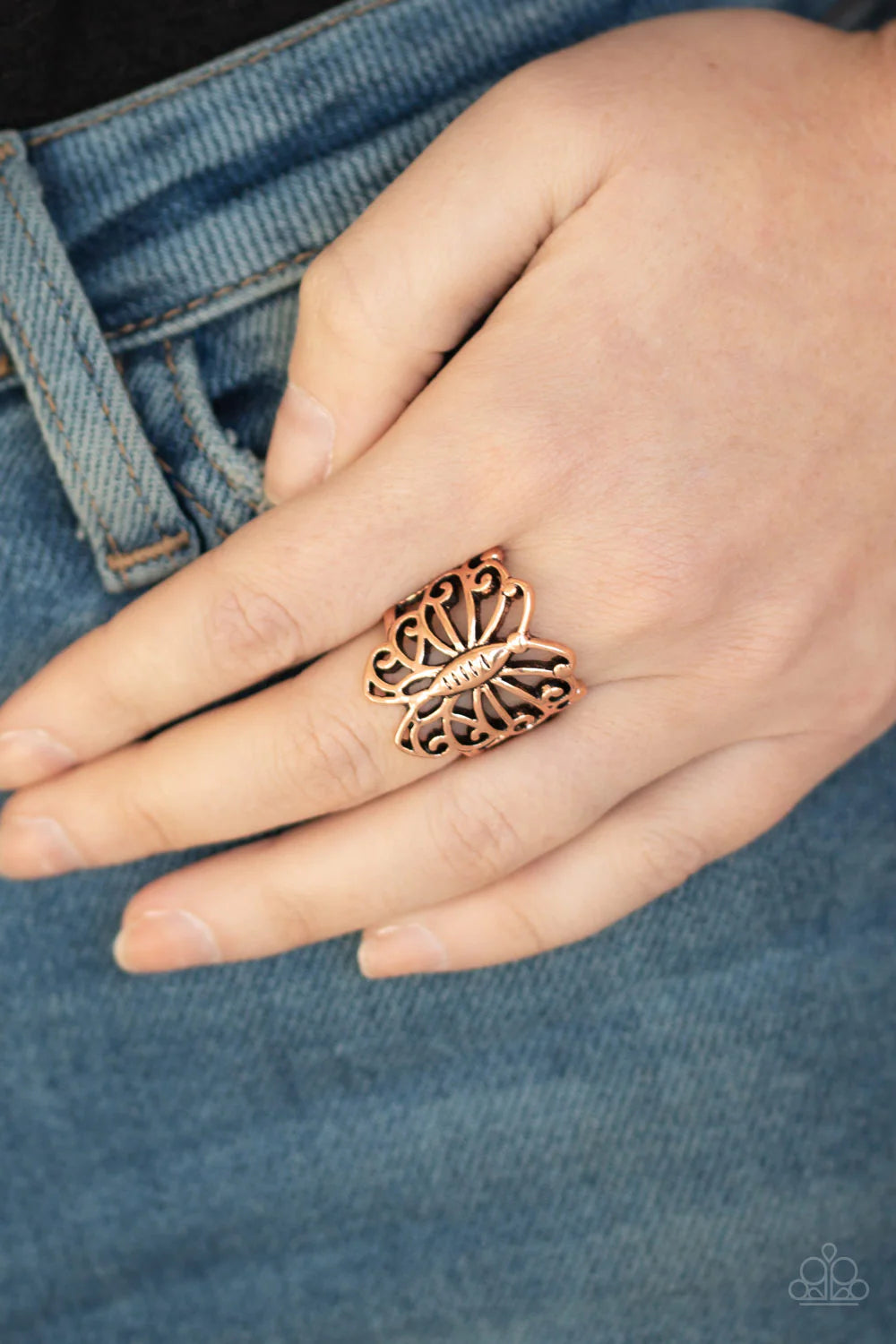 Wouldn't Hurt a BUTTERFLY - Copper Shimmer 3D Butterfly Bloom Ring R#1198