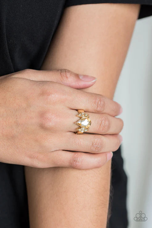 Yas Queen - Gold/Golden Marquise Cut Flanked Teardrop Ring R#451