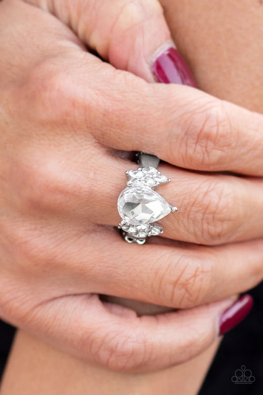 Yas Queen - White Marquise Cut Flanked Teardrop Ring R#1173