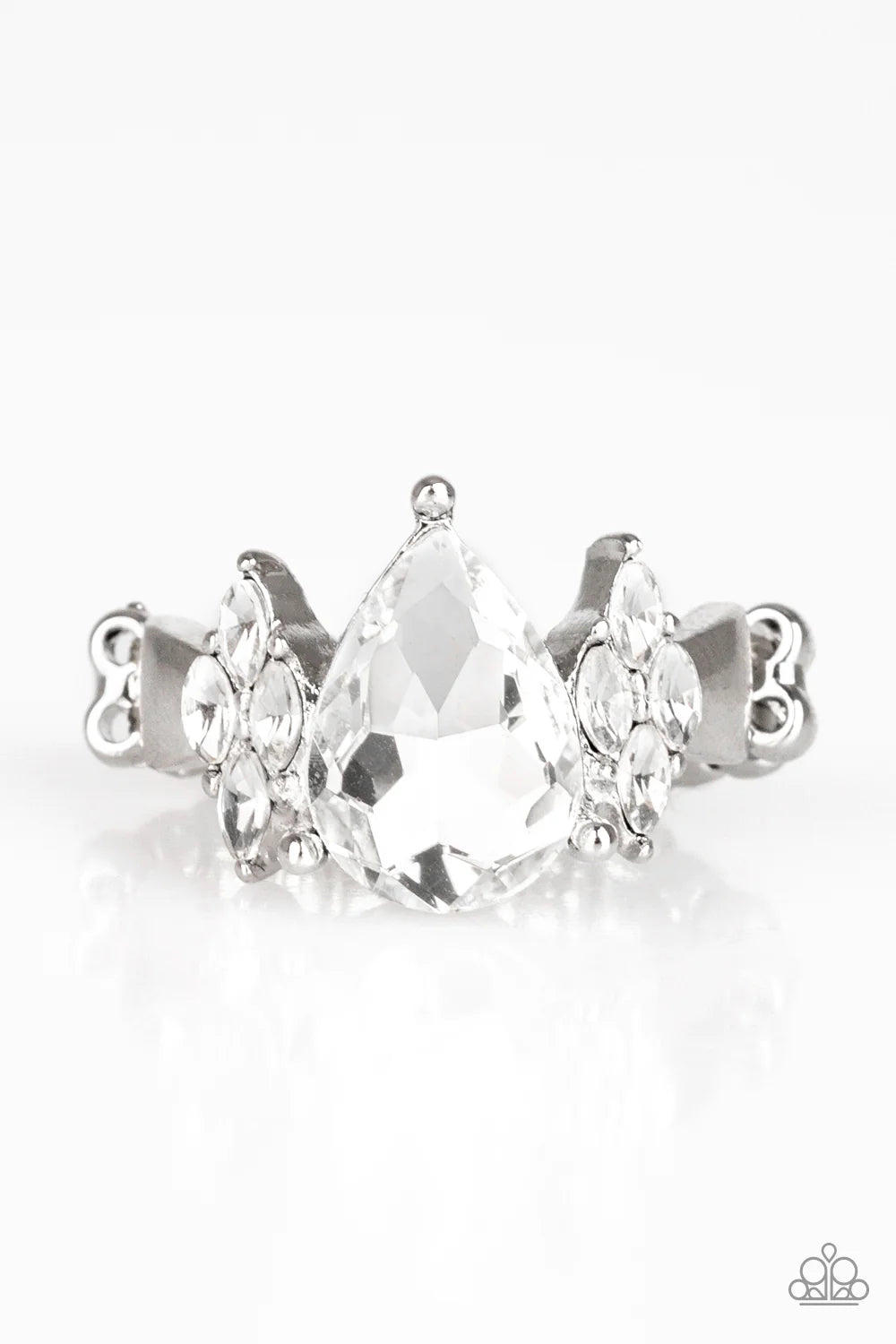 Yas Queen - White Marquise Cut Flanked Teardrop Ring R#1173