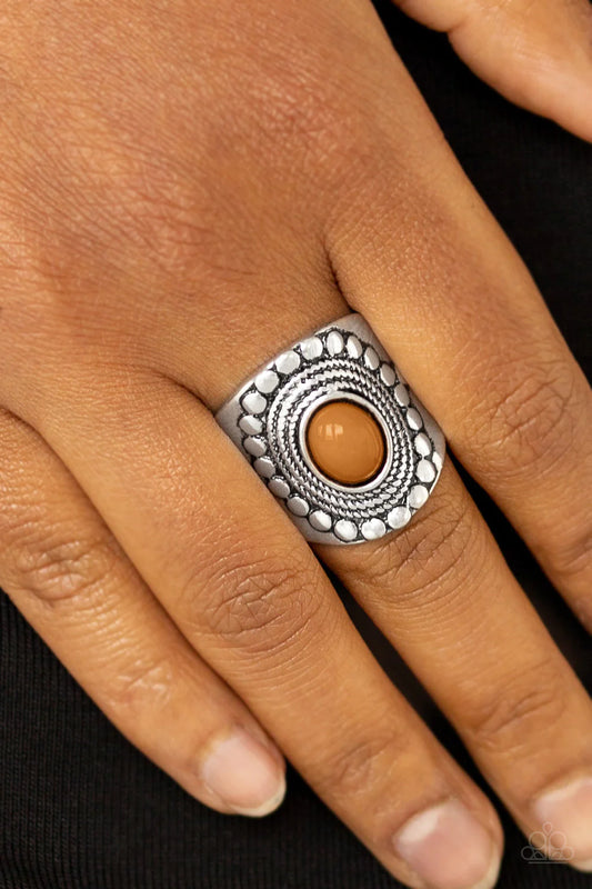 ZEN To One - Oversized Meerkat Brown Dotted Rope Ring R#1060