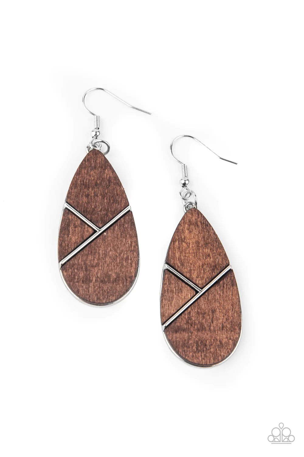 Sequoia Forrest - Brown Flat Geometric Lure Wooden Teardrop Earrings E#2437